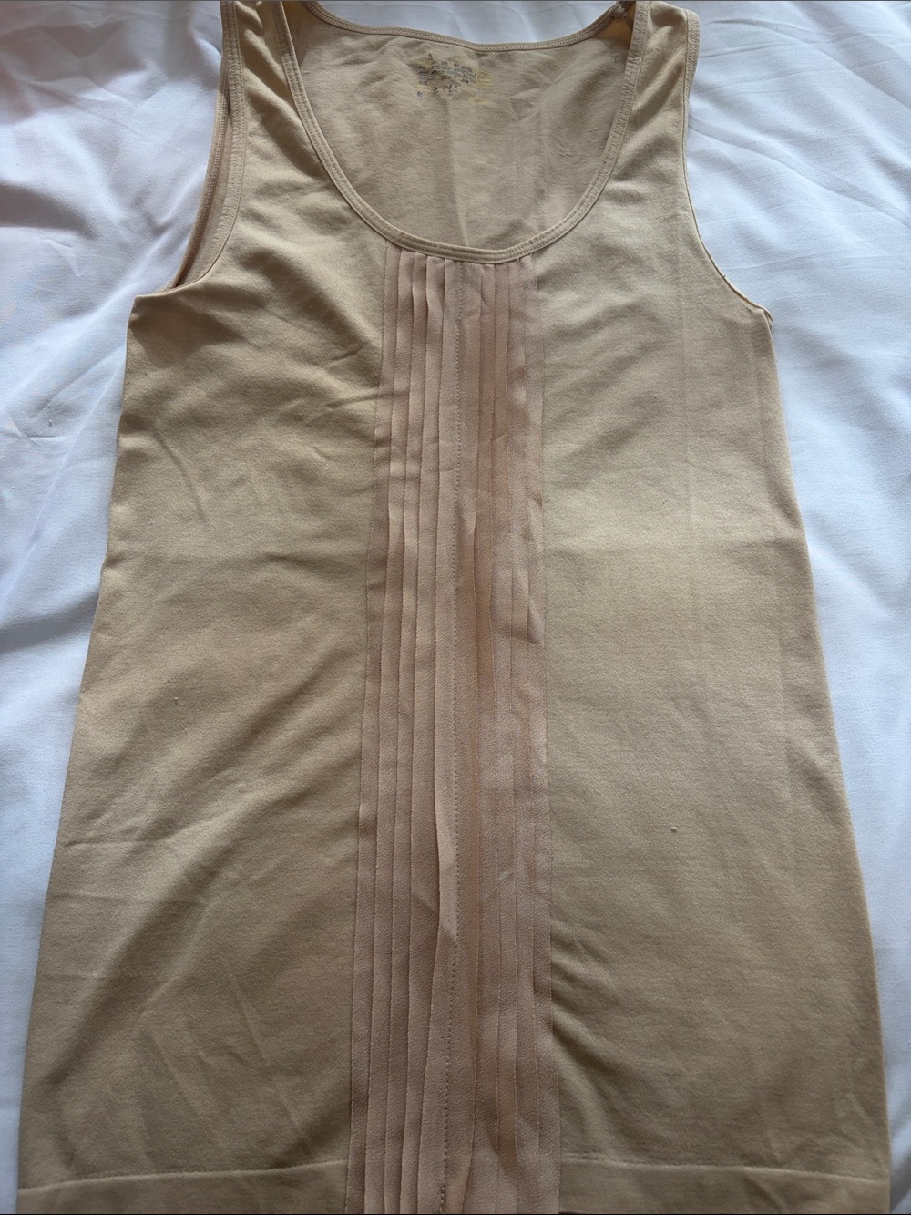 The Limited M Beige Pleated Front Tank Top